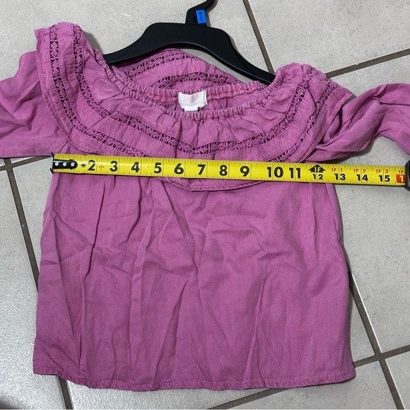 Pumpkin patch Off shoulder Girl Pink Long Slevee shirts size 5 - Picture 5 of 6